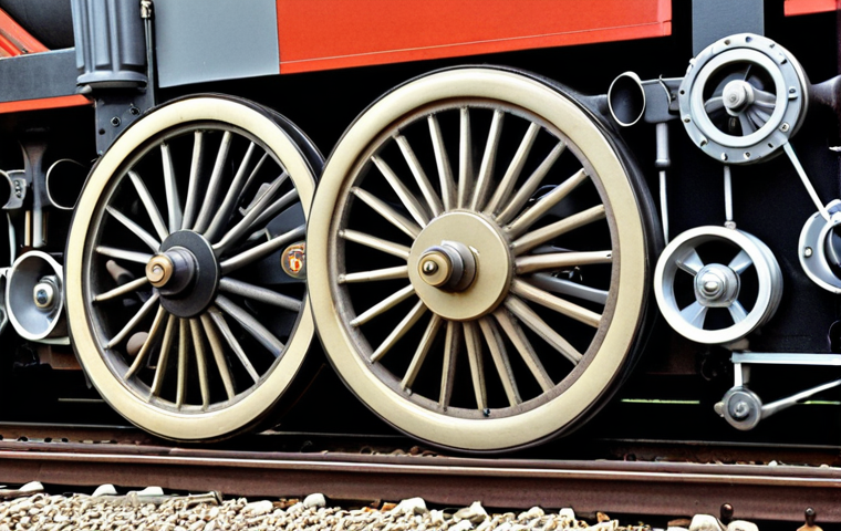 **

Prompt:  Close-up of various railway components (wheels, signals, etc.) displayed at a railway event. Focus on details of materials (steel, aluminum), showcasing quality and craftsmanship.  Crowd in background, sense of excitement and discovery. #railwayparts #train #event

**