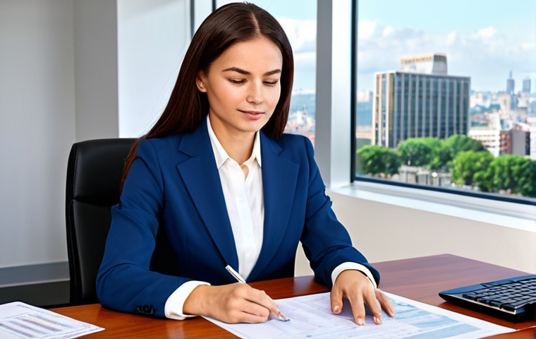 **

A confident, fully clothed businesswoman in a modest business suit, sitting at a modern office desk, reviewing documents related to performance metrics, appropriate attire, safe for work, professional, perfect anatomy, natural proportions, family-friendly, well-formed hands, proper finger count. Background: A bright and modern office setting with a city view outside the window.

**
