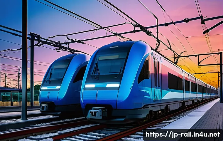 철도 전기 시스템 이해하기 - **Prompt: The Heart of the Train: Electricity's Journey**
    A vibrant, realistic depiction of a mo...